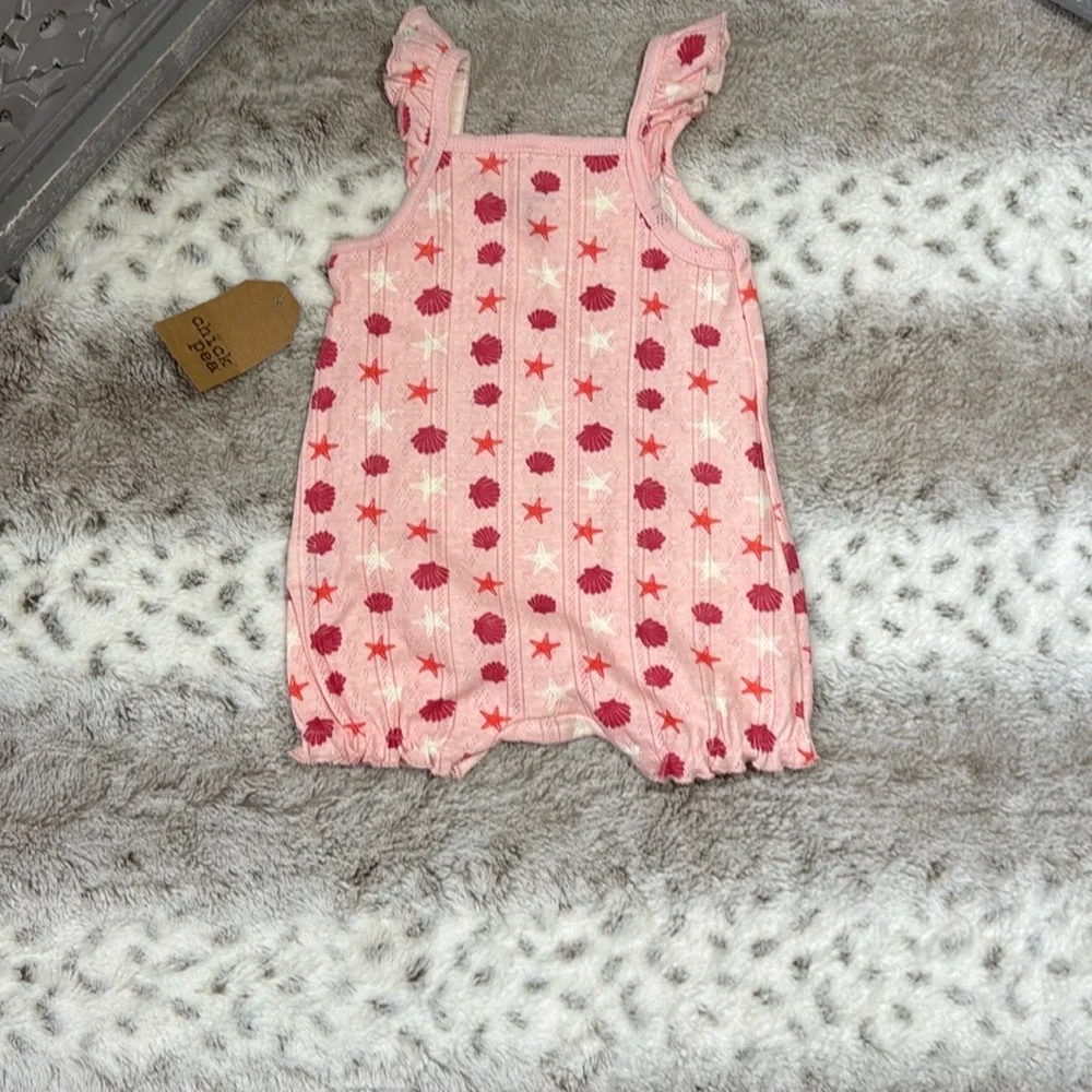 NWT! Chick Pea matching set baby girls 6-9 months tropical seashell resortwear